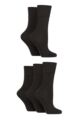 Women's 5 Pair SOCKSHOP Gentle Grip Dry Comfort Plain Socks - Black