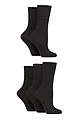 Women's 5 Pair SOCKSHOP Gentle Grip Dry Comfort Plain Socks - Black