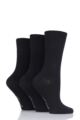 Ladies 3 Pair Gentle Grip Plain Bamboo Socks - Black