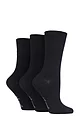 Women's 3 Pair Gentle Grip Plain Bamboo Socks - Black