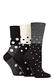 Women's 3 Pair Gentle Grip Patterned Bamboo Socks - Mono Spots