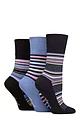 Women's 3 Pair Gentle Grip Patterned Bamboo Socks - Stripey Array