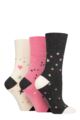 Ladies 3 Pair Gentle Grip Patterned Bamboo Socks - Starry Night