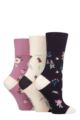 Ladies 3 Pair Gentle Grip Patterned Bamboo Socks - Botanical Bloom