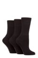 Women's 3 Pair SOCKSHOP Gentle Grip Bamboo Cushioned Foot Leisure Socks - Black