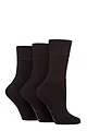Women's 3 Pair SOCKSHOP Gentle Grip Bamboo Cushioned Foot Leisure Socks - Black