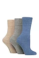 Women's 3 Pair SOCKSHOP Gentle Grip Bamboo Cushioned Foot Leisure Socks - Grey / Oatmeal / Light Denim