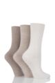 Ladies 3 Pair Gentle Grip Plain Cotton Socks - Natural