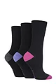 Women's 3 Pair Gentle Grip Contrast Heel and Toe Socks - Black / Charcoal