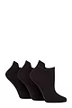 Women's 3 Pair SOCKSHOP Gentle Grip Cotton Trainer Socks with Comfort Lip - Black