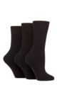 Women's 3 Pair SOCKSHOP Gentle Grip Wool Cushioned Foot Boot Socks - Black