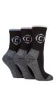 Women's 3 Pair Country Pursuit Gritstone Hiker Cotton Boot Socks - Black