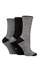 Women's 3 Pair Country Pursuit Water Repellent Cotton Boot Socks - Black / Grey
