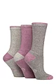 Women's 3 Pair Country Pursuit Water Repellent Cotton Boot Socks - Grey / Pink