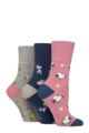 Women's 3 Pair SOCKSHOP Gentle Grip Peanuts Socks - Pink / Navy / Grey