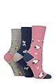 Women's 3 Pair SOCKSHOP Gentle Grip Peanuts Socks - Pink / Navy / Grey