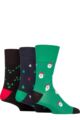 Mens 3 Pair SOCKSHOP Gentle Grip Bamboo Christmas Socks - Mixed Motif Pattern