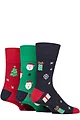 Mens 3 Pair SOCKSHOP Gentle Grip Bamboo Christmas Socks - Presents / Santa / Trees