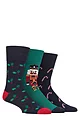 Mens 3 Pair SOCKSHOP Gentle Grip Bamboo Christmas Socks - Holly / Nutcracker / Candy Canes