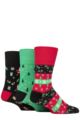 Mens 3 Pair SOCKSHOP Gentle Grip Cotton Christmas Socks - Ho, Ho, Ho!