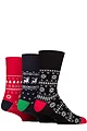 Mens 3 Pair SOCKSHOP Gentle Grip Cotton Christmas Socks - Red / Navy