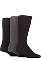 Men's 3 Pair SOCKSHOP Gentle Grip Plain Cotton Knee High Socks - Black / Navy / Grey
