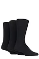 Mens 3 Pair Gentle Grip Plain Cotton Socks - Black