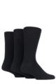 Mens 3 Pair Gentle Grip Plain Cotton Socks - Black