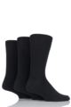 Mens 3 Pair Gentle Grip Plain Cotton Socks - Black