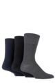 Mens 3 Pair Gentle Grip Plain Cotton Socks - Black / Navy / Grey