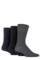 Mens 3 Pair Gentle Grip Plain Cotton Socks - Black / Navy / Grey