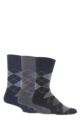 Mens 3 Pair Gentle Grip Argyle Cotton Socks - Black / Navy / Grey