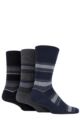 Mens 3 Pair Gentle Grip Argyle Patterned and Striped Socks - Fine Stripe Black / Navy / Charcoal