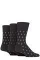 Mens 3 Pair Gentle Grip Argyle Patterned and Striped Socks - Triangle Repeat Black