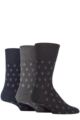 Mens 3 Pair Gentle Grip Cotton Argyle Patterned and Striped Socks - Triangle Repeat Black / Navy / Charcoal
