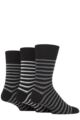 Mens 3 Pair Gentle Grip Argyle Patterned and Striped Socks - Varied Stripe Black