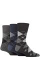 Mens 3 Pair Gentle Grip Argyle Cotton Socks - Argyle Black / Navy / Charcoal