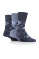 Mens 3 Pair Gentle Grip Argyle Cotton Socks - Argyle Navy / Denim