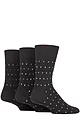 Mens 3 Pair Gentle Grip Cotton Argyle Patterned and Striped Socks - Micro Rectangle Black