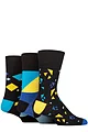 Mens 3 Pair Gentle Grip Colourburst Cotton Socks - Angular Arena