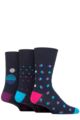 Mens 3 Pair Gentle Grip Colourburst Cotton Socks - Neon Dots