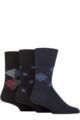 Mens 3 Pair Gentle Grip Cotton Argyle Patterned and Striped Socks - Argyle Bold  / Repeat  / Navy