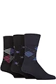 Mens 3 Pair Gentle Grip Cotton Argyle Patterned and Striped Socks - Argyle Bold  / Repeat  / Navy