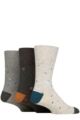 Mens 3 Pair Gentle Grip Cotton Argyle Patterned and Striped Socks - Geometric Myriad Mid Grey