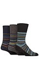 Mens 3 Pair Gentle Grip Cotton Argyle Patterned and Striped Socks - Milano Stripe Black / Navy
