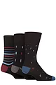 Mens 3 Pair Gentle Grip Cotton Argyle Patterned and Striped Socks - New World Geo