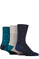 Mens 3 Pair Gentle Grip Cotton Argyle Patterned and Striped Socks - Foundry Teal / Navy / Grey