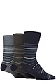Mens 3 Pair Gentle Grip Cotton Argyle Patterned and Striped Socks - Casual Pinstripe Denim Melange