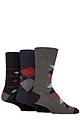 Mens 3 Pair Gentle Grip Cotton Argyle Patterned and Striped Socks - Modernised Argyle Navy / Black