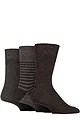 Mens 3 Pair Gentle Grip Cotton Argyle Patterned and Striped Socks - Nepped Charcoal